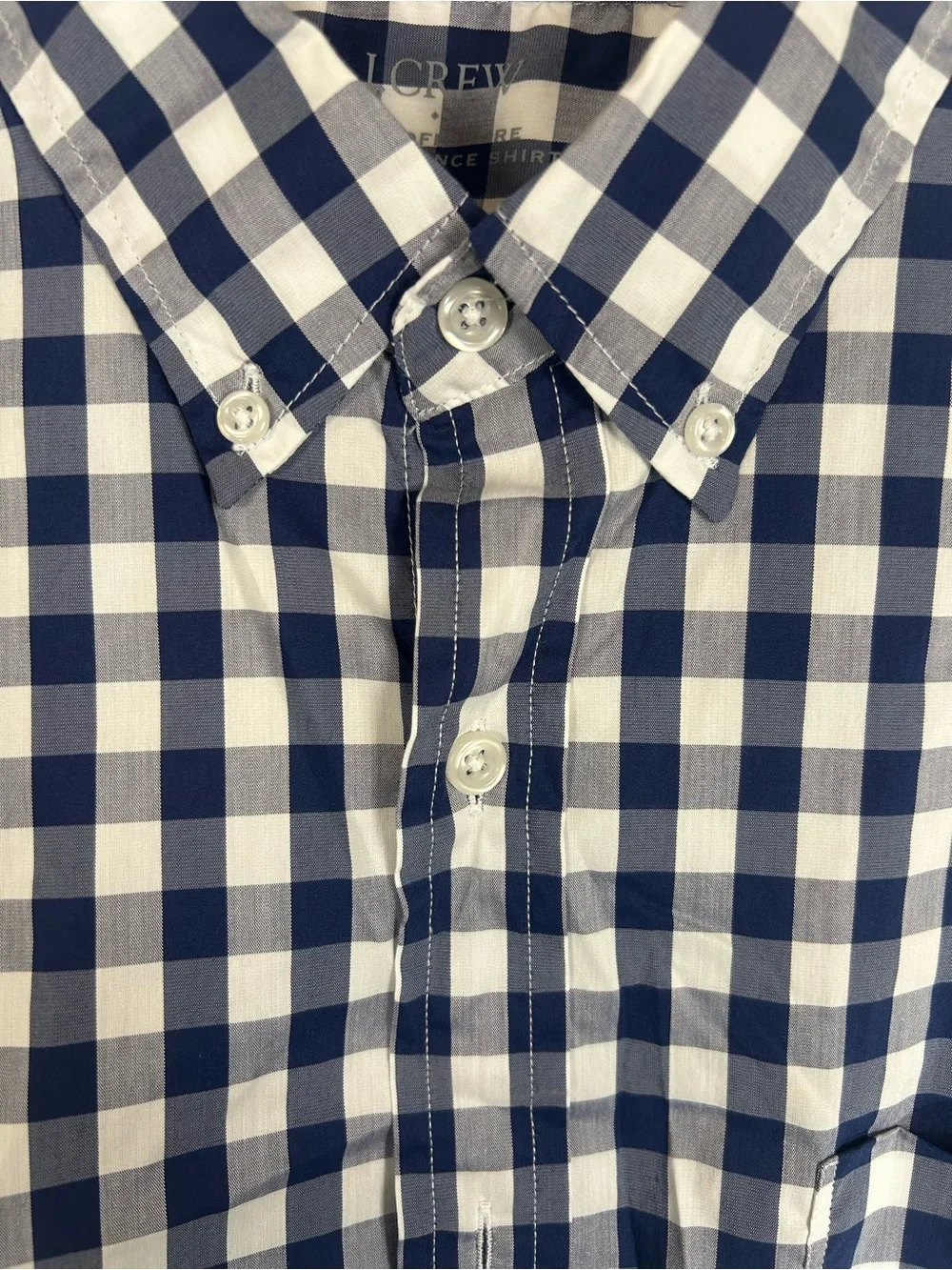 J. Crew Navy and White Gingham Button-Down Shirt